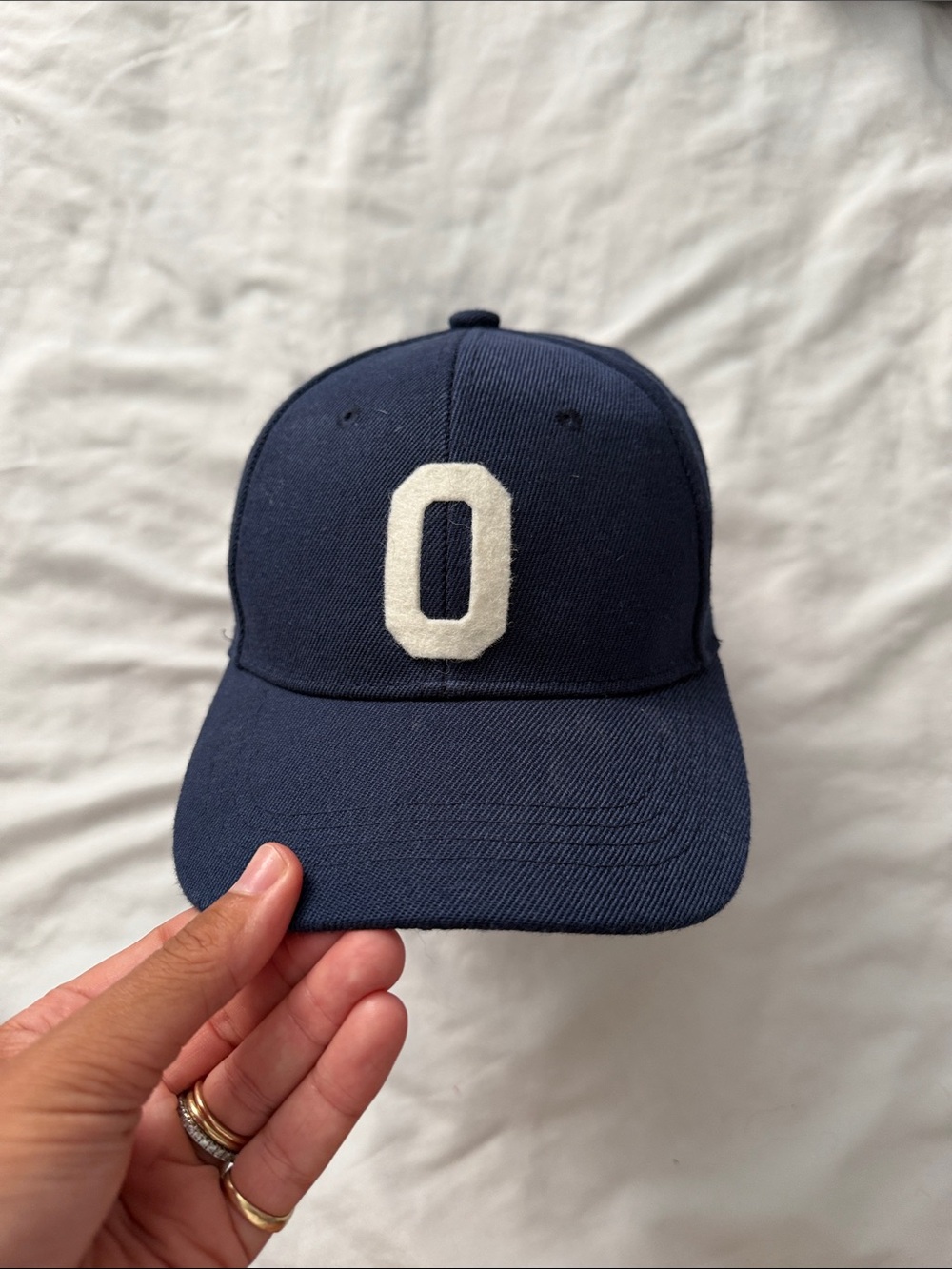 Navy Kids Baseball Cap with White 'O' Patch